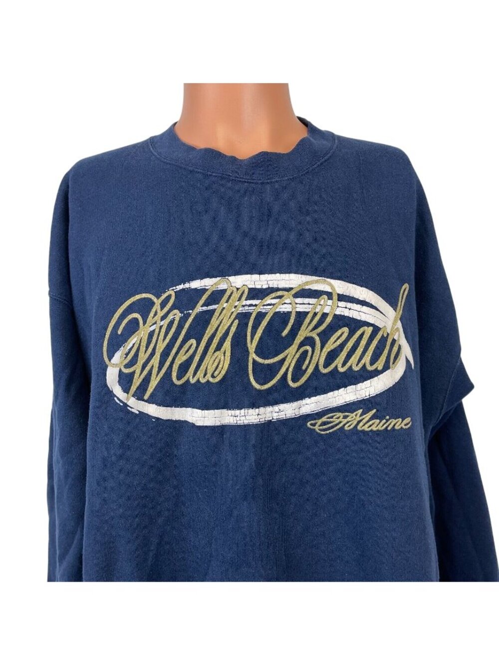 Vintage Wells Beach Crewneck Sweatshirt Mens 2XL Blue Maine 90s